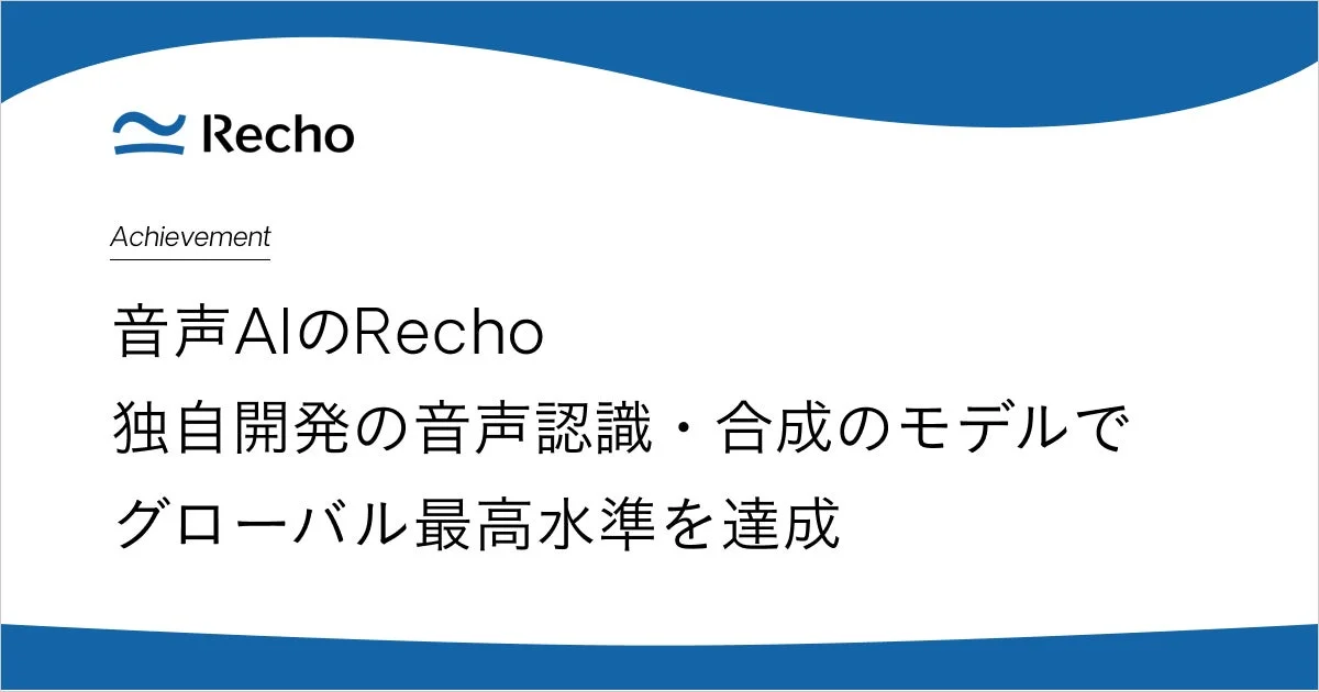 Rechoの音声AI技術がグローバル最高水準を達成