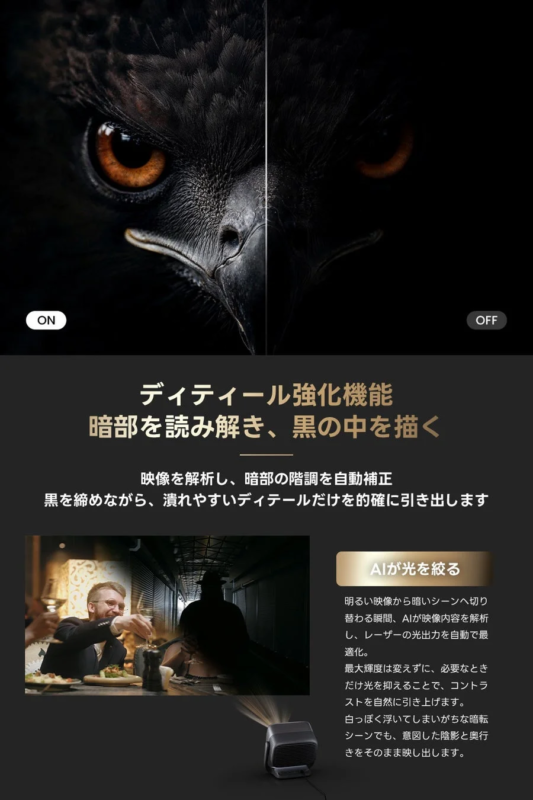 AIによる暗部ディテール強化機能