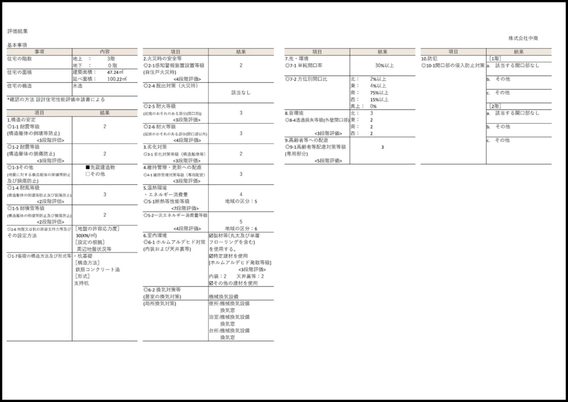住宅性能評価書