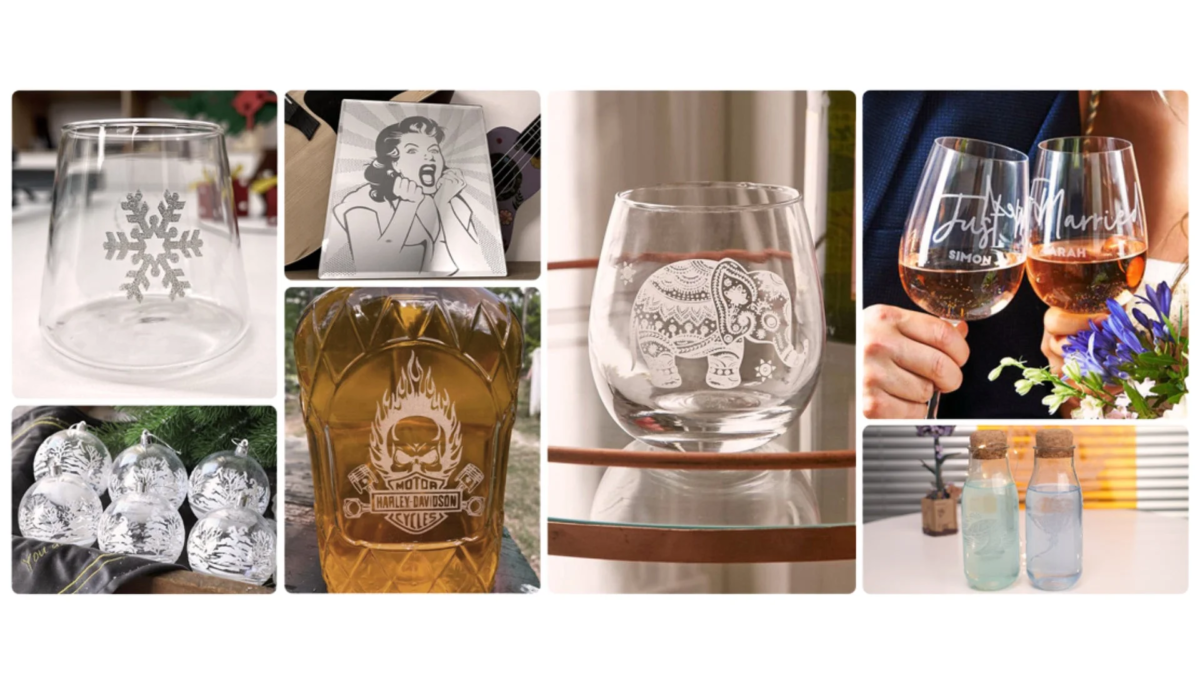 ガラス製品の彫刻例