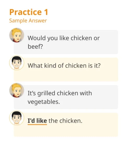 英会話練習の解答例