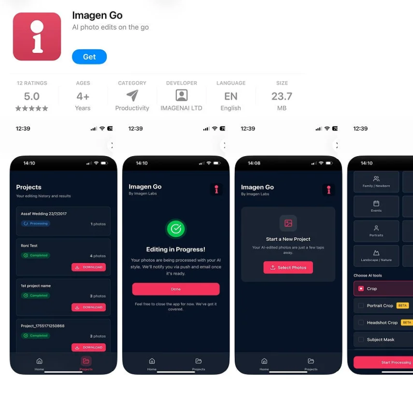 「Imagen Go」はAIを活用した写真編集モバイルアプリです