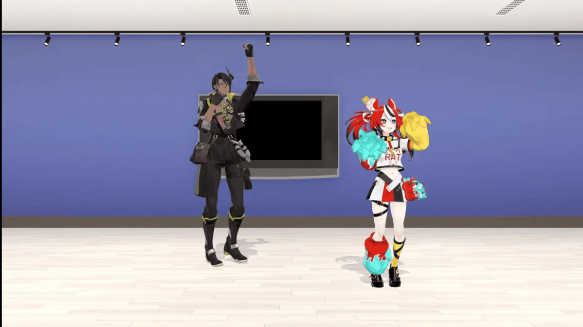 チアリーダー風の衣装でポーズをとるVTuber