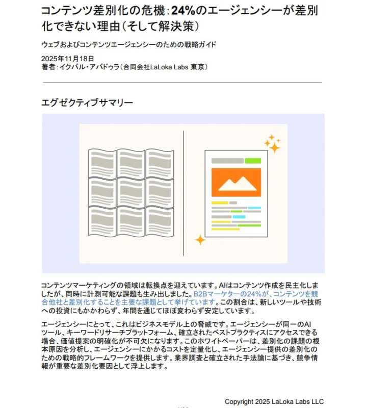 コンテンツ差別化の危機: 24%のエージェンシーが差別化できない理由(そして解決策)