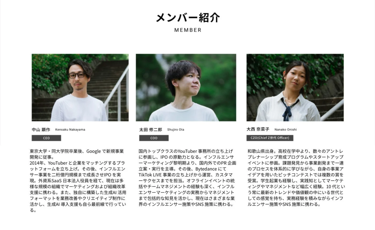 メンバー紹介の画像