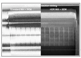 3Dミリングによる断面加工の比較