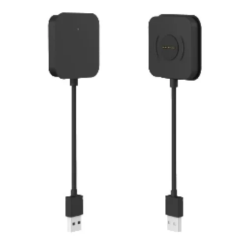 スマートウォッチなどのデバイスを充電するための、USB端子とマグネット式の充電パッドが一体となったケーブルです。白背景に製品の表と裏が写っています。