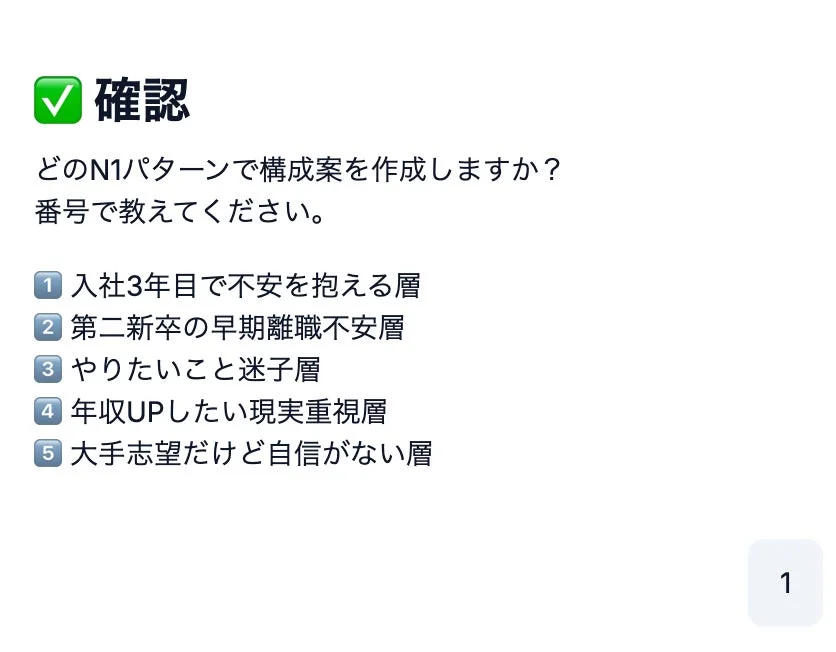 N1パターン選択