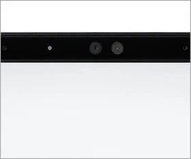 黒いバーに複数の丸い部品（カメラまたはセンサーと思われる）が並べられ、白い背景に配置されている画像です。電子機器の上部やセンサー部分のクローズアップを示唆しています。