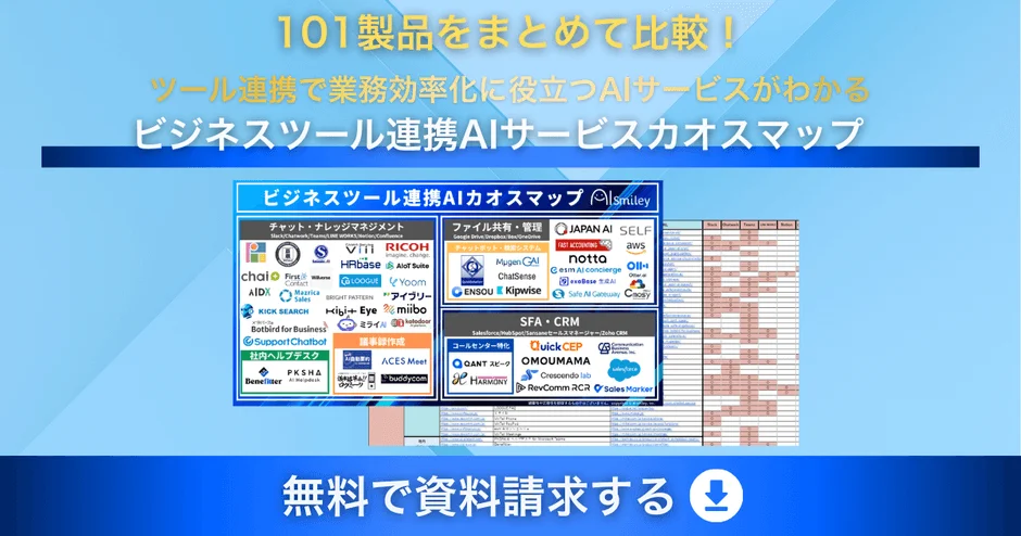 101製品をまとめて比較！ビジネスツール連携AIサービスカオスマップ