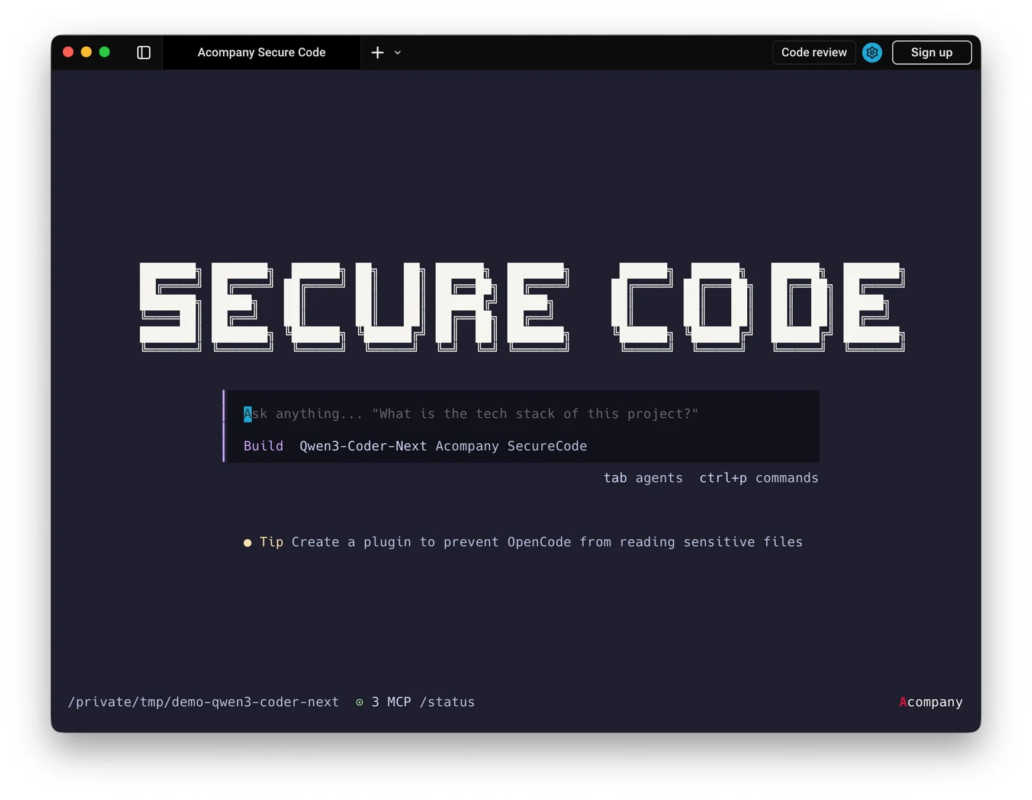SECURE CODE Ask anything...