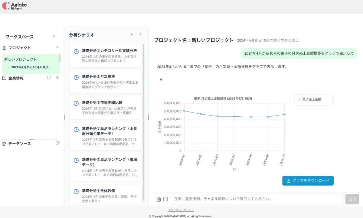 Airlake BI Agentの対話型検索機能