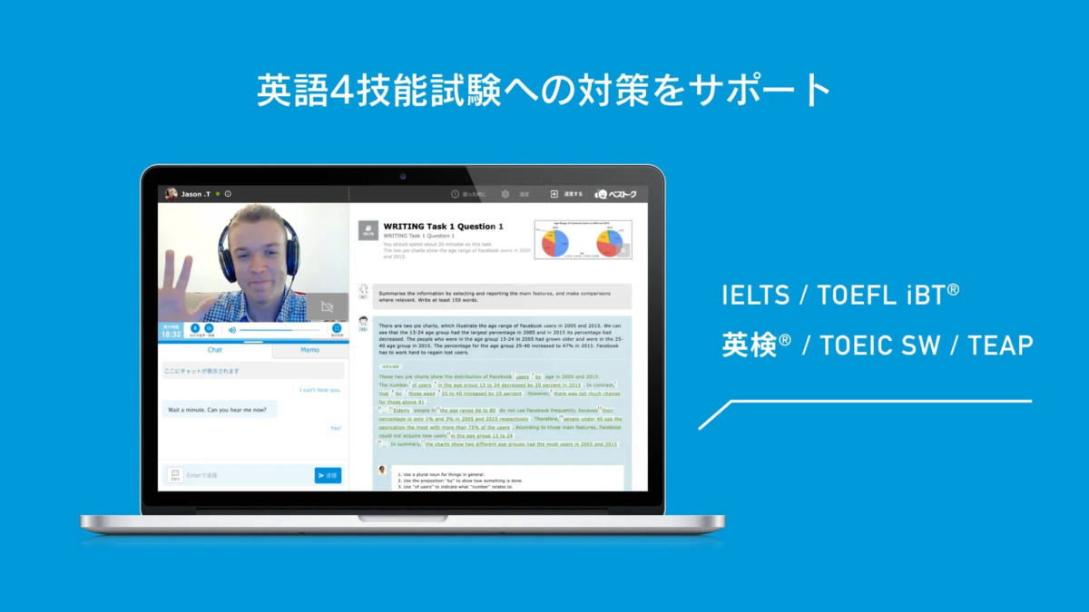英語4技能試験対策をサポート