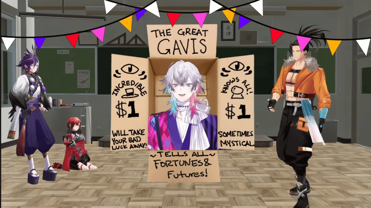 教室のような場所でバラエティ配信を楽しむTEMPUSのメンバー