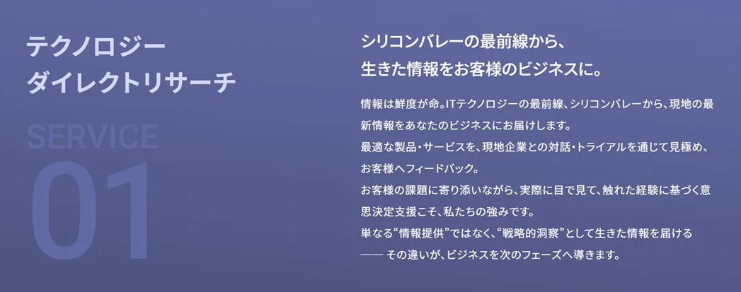 テクノロジーダイレクトリサーチのサービス概要