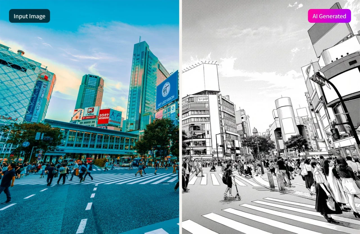 渋谷スクランブル交差点のAI生成