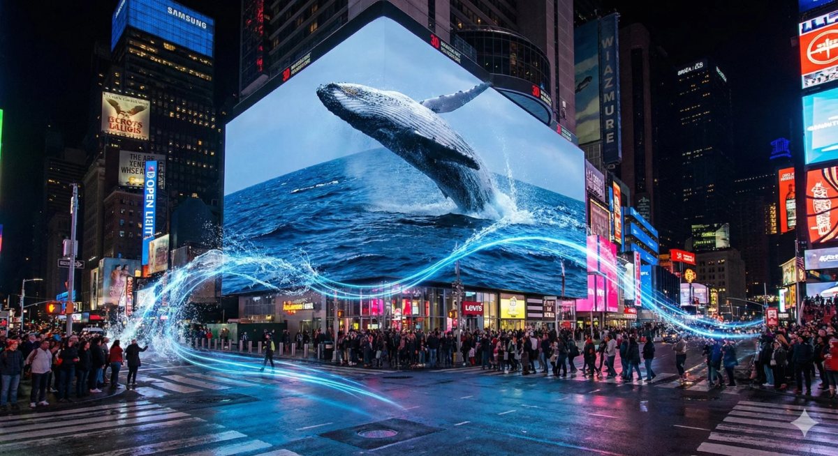 タイムズスクエア、クジラのサイネージ