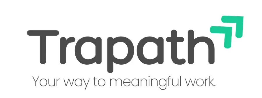 「Trapath」というロゴと「Your way to meaningful work.」というタグラインが特徴の画像