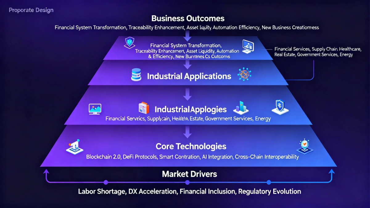 ビジネスモデル、テクノロジー、ブロックチェーン、DeFi、AIの関連性