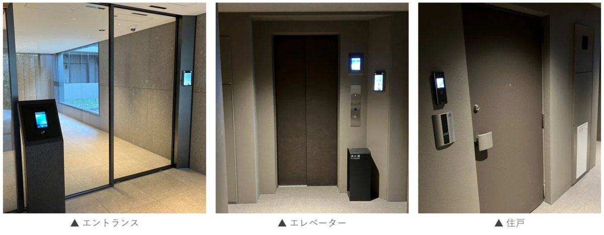 マンションのエントランス、エレベーター、住戸のイメージ