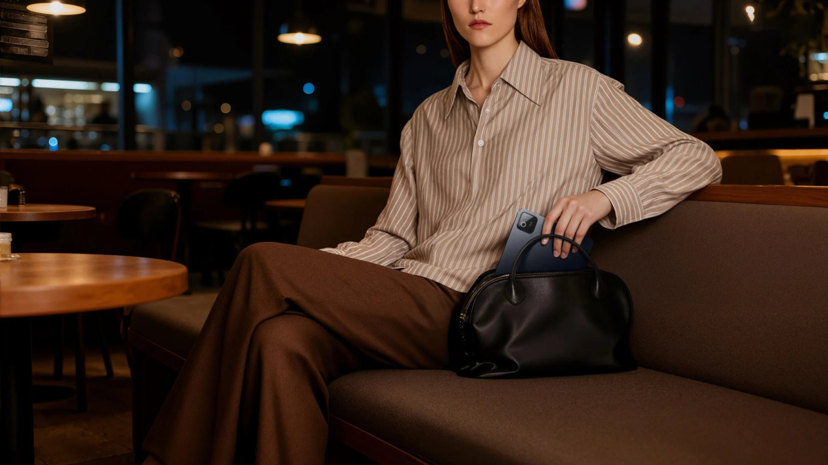 カフェでタブレットを使用する女性