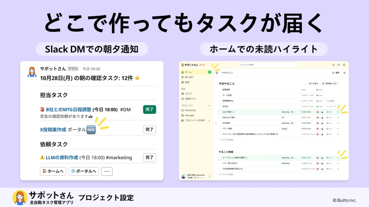 どこで作ってもタスクが届く
