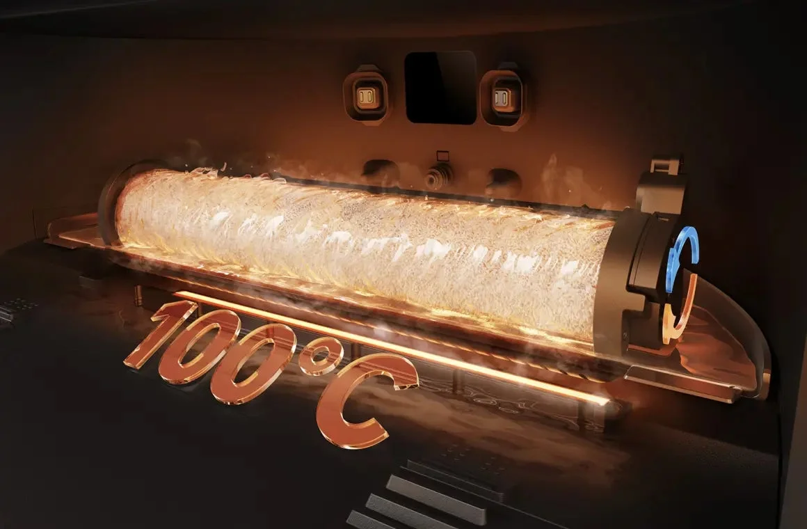 100℃の熱水で沸騰する様子