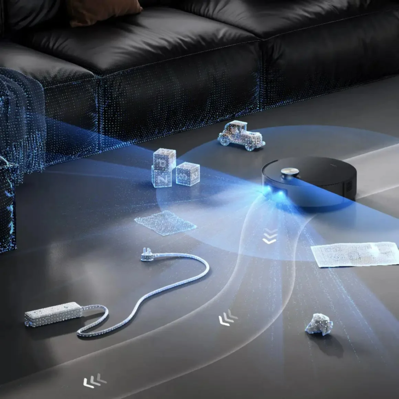 ロボット掃除機がリビングルームの障害物を回避