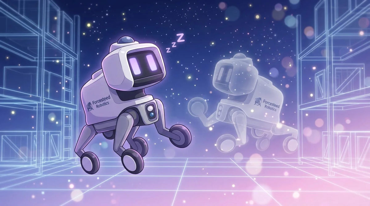 夢の中で学習するロボットのイメージ