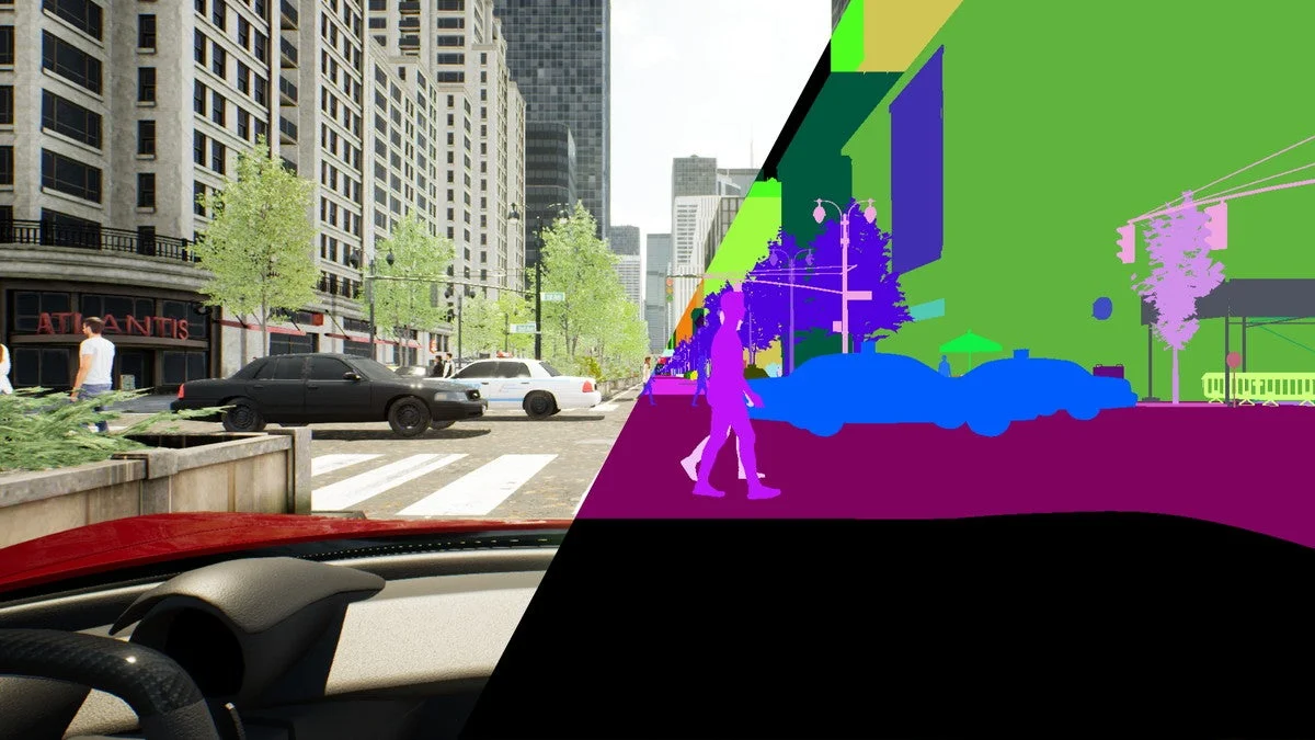 都市のセマンティックセグメンテーション画像