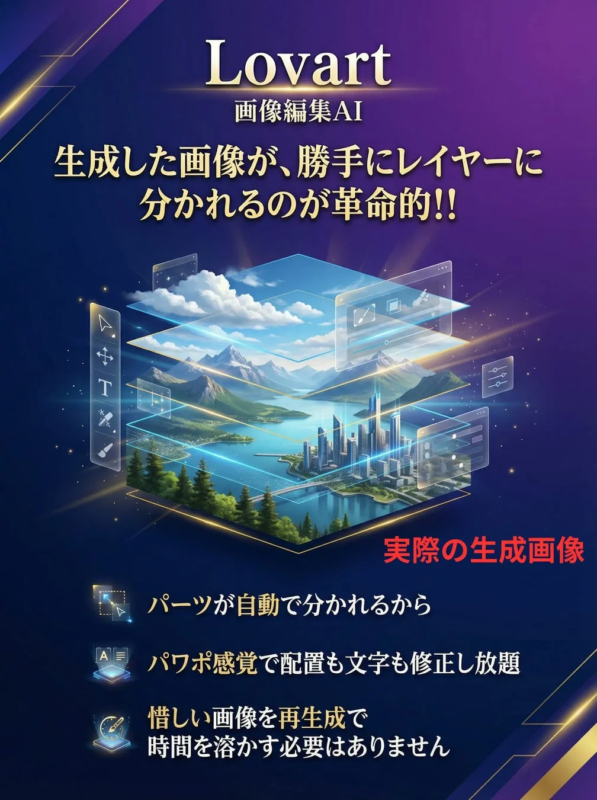 LovartのEdit Element機能によるレイヤー構造化のイメージ