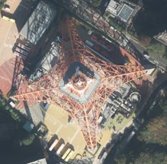 東京タワー,航空写真,上空,ランドマーク,建築物,観光地,都市景観,タワー,俯瞰