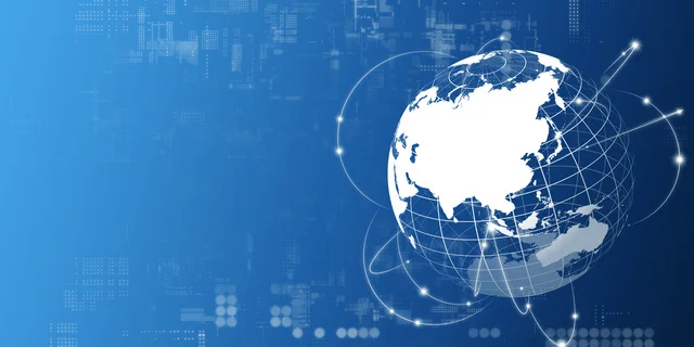 地球儀とデジタルパターン