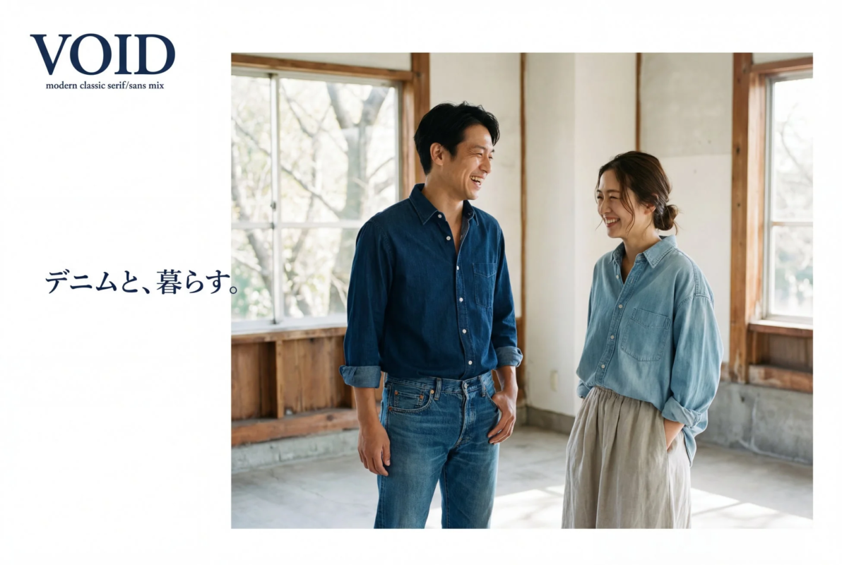 デニムと暮らす夫婦のイメージ