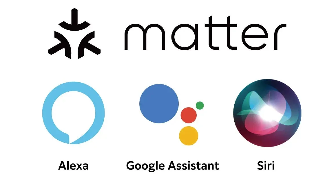 Matterプロトコルと音声アシスタントのロゴ
