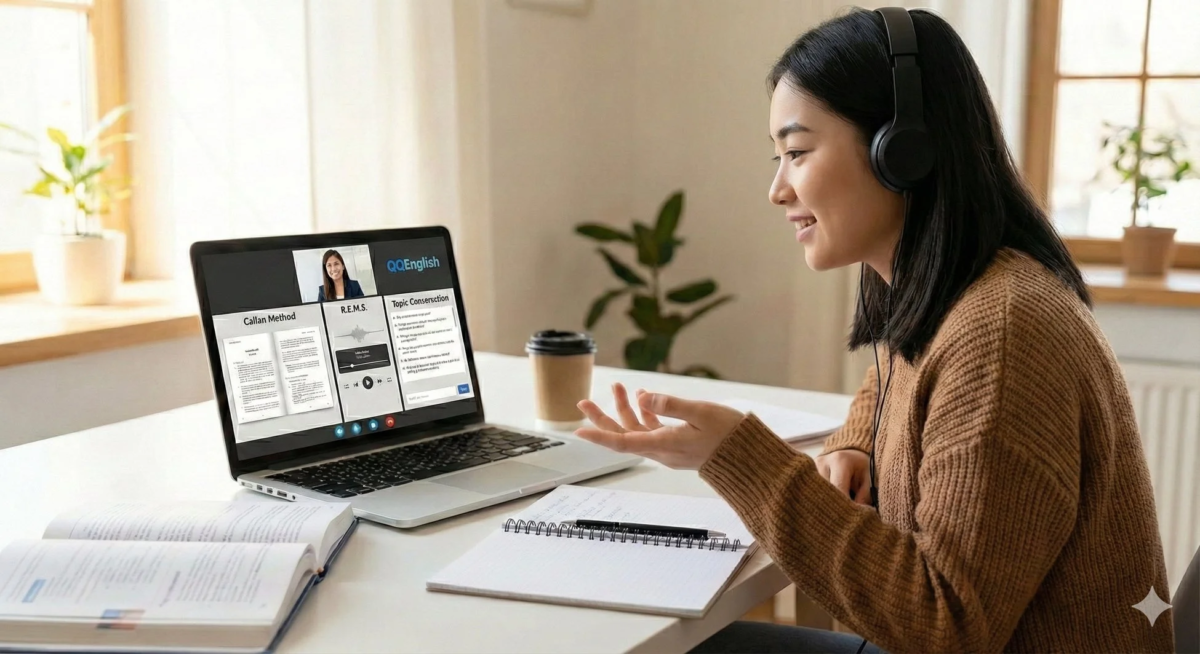 オンラインレッスンを受ける女性