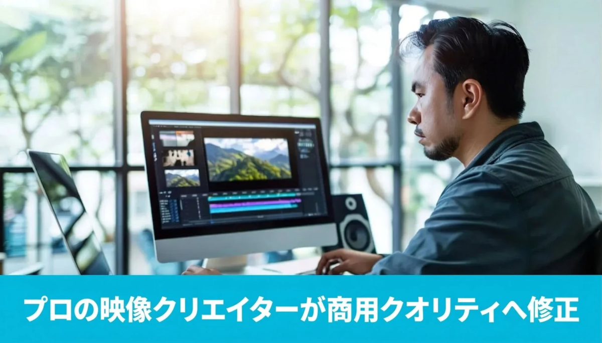 プロの映像クリエイターがデスクトップPCで動画編集作業