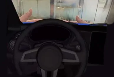 車の運転席から見た車内風景