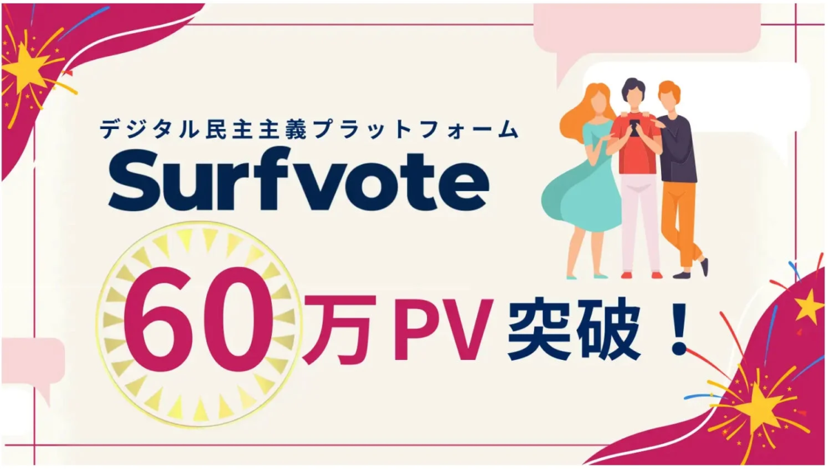 Surfvoteが月間60万PVを突破したことを示すイメージ画像