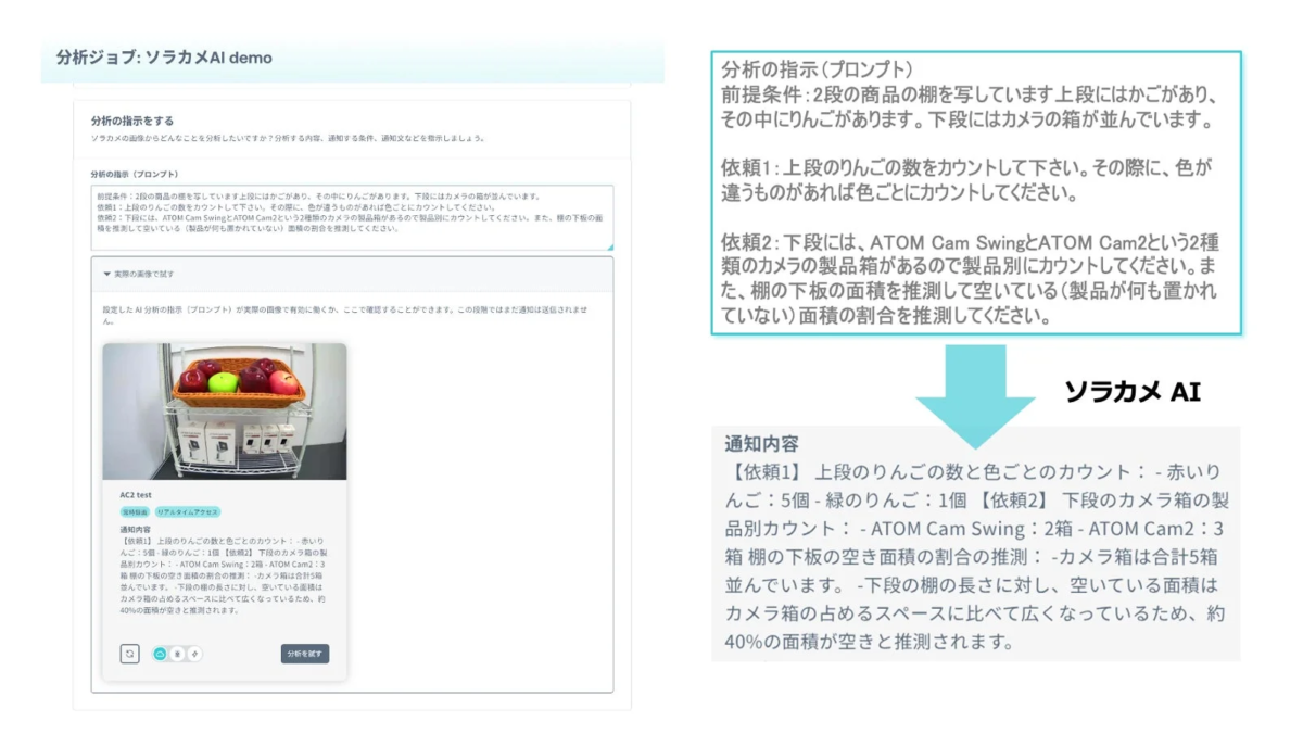 日本語の指示と結果のイメージ