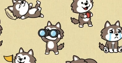 ハスキーの子犬たちのかわいいイラスト